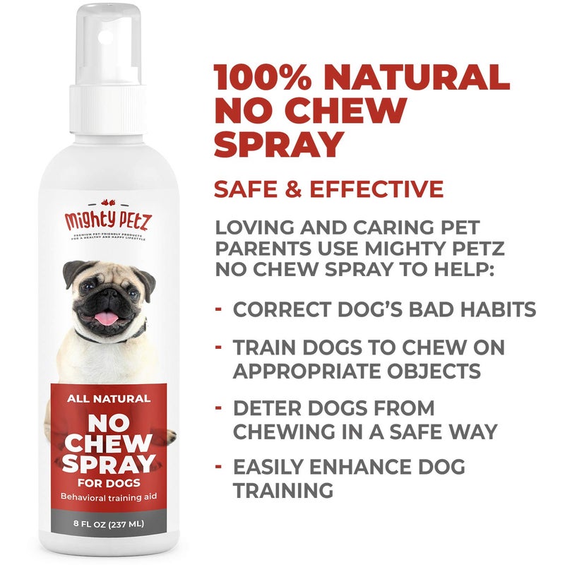Mighty Petz No Chew Spray for Dogs â€“ Bitter Apple Spray Alternative, Large 8oz. Dog Repellent, Anti Chew Deterrent for Furniture, Chewing. Natural Ingredients, Alcohol Free. Safe on All Surfaces - Image 2